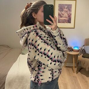 Outdoor Voices Comfy Cozy Soft Primofleece Quarter Zip Hoodie Ecru Blizzard 3X